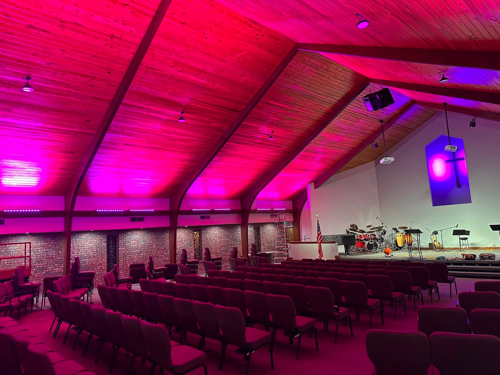 AV installation and architectural lighting in a church